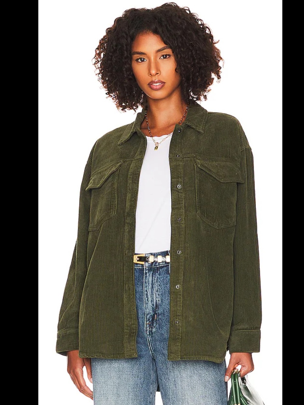 Zara Olive Green Corduroy Utility Shacket